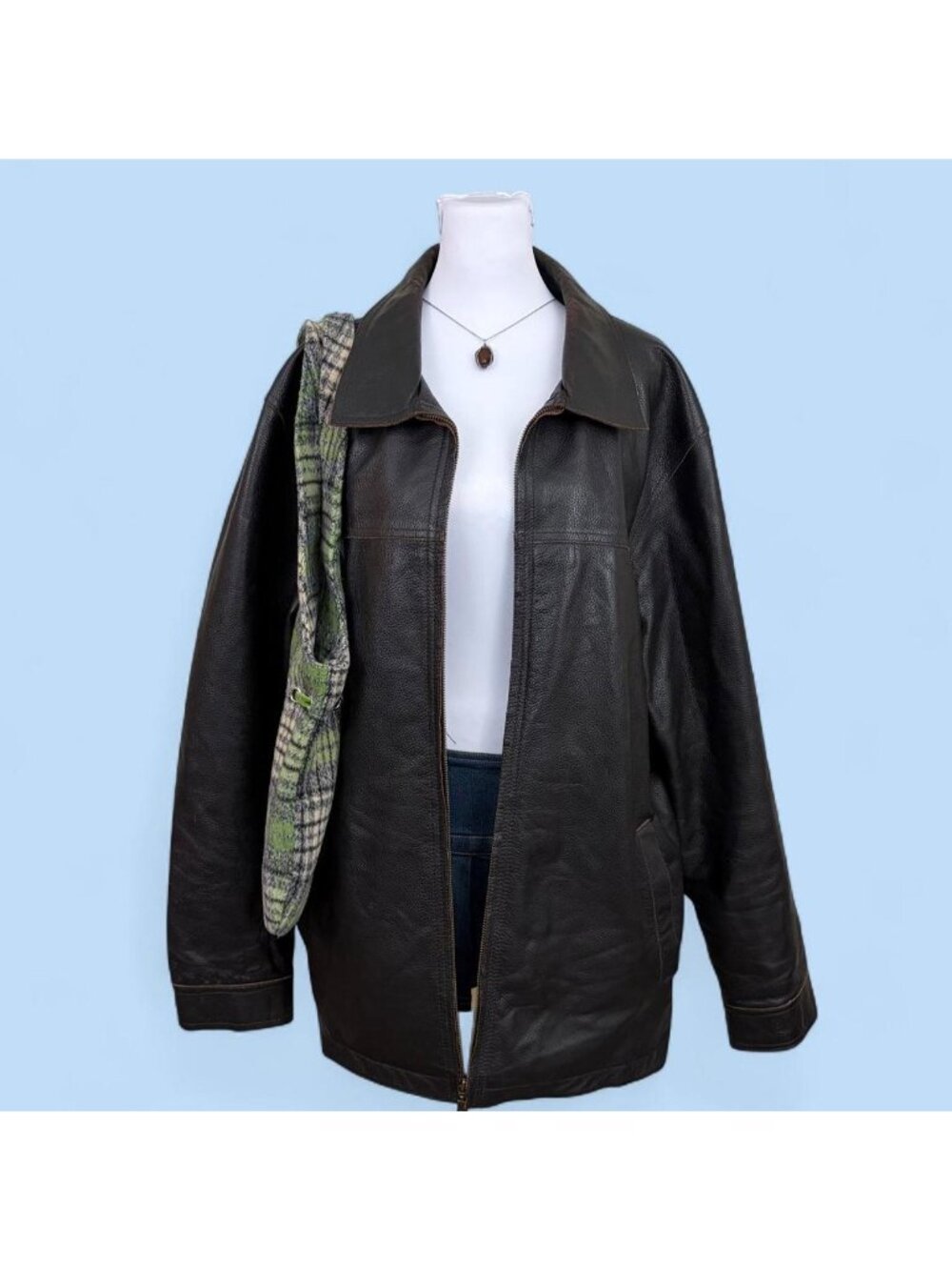 dark brown grunge capsule basic leather jacket
